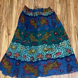 InStyle women’s skirt free size maxi tribal boho Flowy Patterned blue green pink